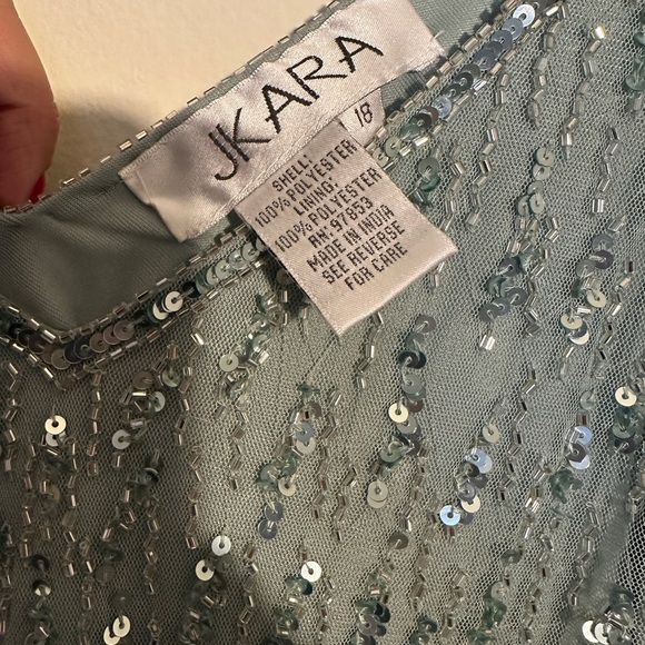 J Kara Beaded Two Elegant pieces Jacket Mint Green Maxi Dress Women’s Sz 18 - Picture 2 of 16